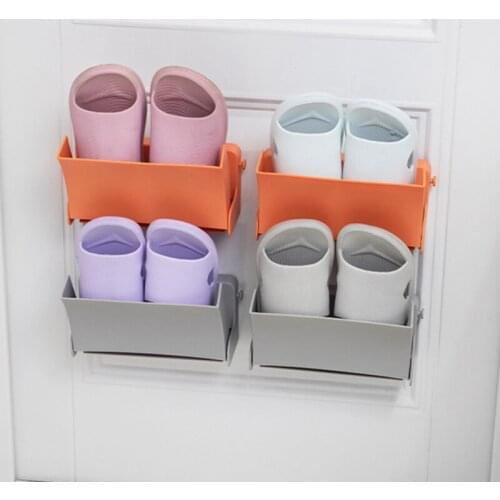 Wall Mounted Shoe Rack Foldable Shoes Hanger Slippers Drain Storage Rack Shelf Shoe Hanging Holder Bathroom Organizer