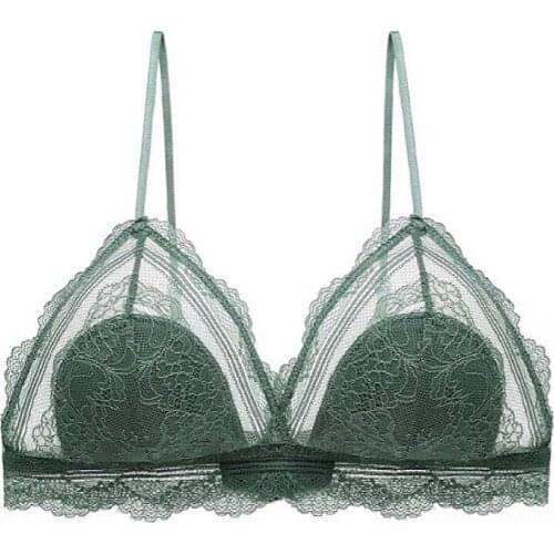 New Women Lace Bras Top Comfortable Bralette Solid Color Beauty Back Underwear Sexy Vest Female Add pad Wireless Bra Lingerie