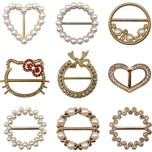 New Style Corner Pearl Buckle Electro-galvanized Alloy Knotting Adjustable Three-speed Waist Button Womens Decoration