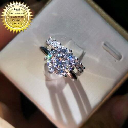 18K Gold 2pcs 1ct DVVS moissanite ring Engagement&Wedding Jewellery with certificate 0068