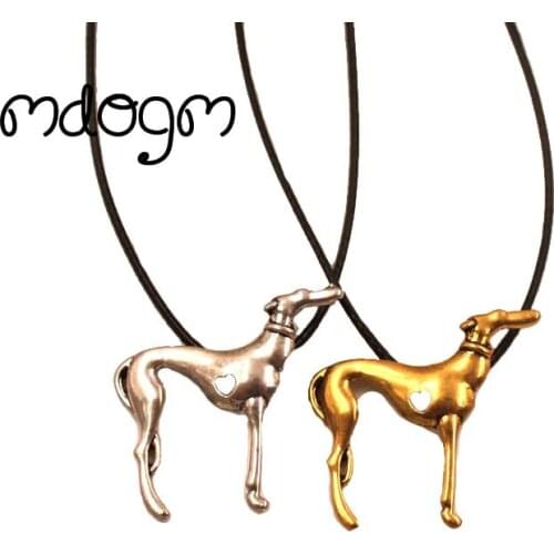Mdogm Greyhound Necklace Dog Animal Pendant Antique Gold Silver Plated Jewelry For Women Male Female Girls Ladies N137