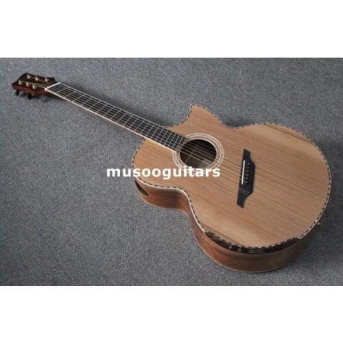 Custom logo fanned fret all solid acoustic guitar with case