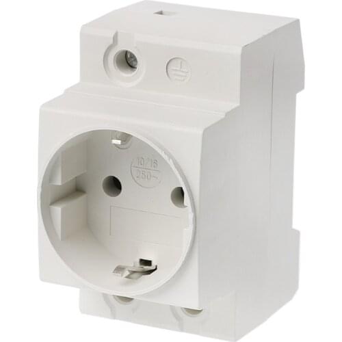 EU Type 35mm DIN Rail Mount AC Power Socket 16A 250V AC Connector
