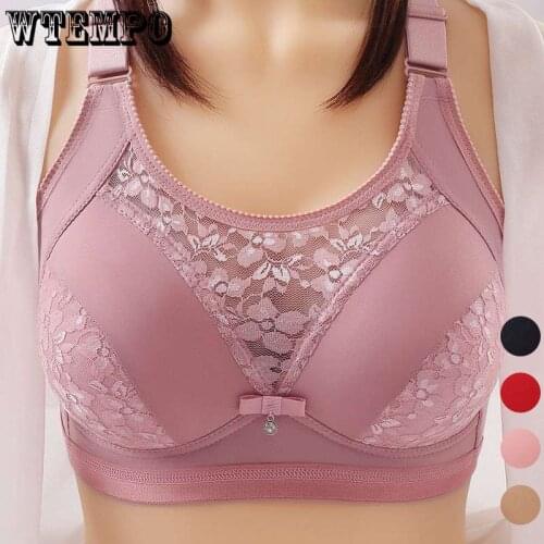 Plus Size Women Bras Push Up Bra Lace Sexy Seamless Underwear Thin Wireless Gatherd Brassiere Hollow Floral Linger Bralette Lady