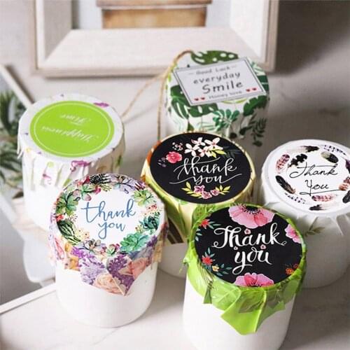 500Pcs/Roll Floral Thank You Sticker Self Adhesive New Round Sealing Labels Rolls for Xmas Crafts Envelopes Gifts