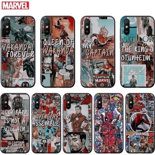 Silicone Cover Marvel retro comic superhero For Xiaomi Redmi K40 K30i K30T K30S K20 10X GO S2 Y2 Pro Ultra Black Phone Case