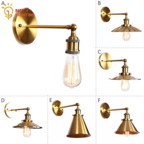 Industrial Retro Vintage Iron Art Metal Wall Lamp Led E27 220v Gold Lustre Home Decor Loft Wall Mounted Bar Restaurant Coffee