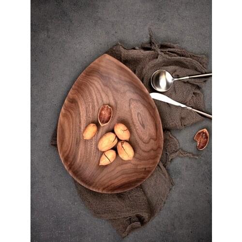 Japan Style Black Walnut Desserts Plate Creative Droplets Shape Storage Tray for Nuts/Snacks Eco Natural Wood Fruits Plate