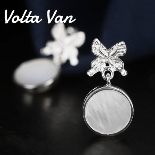 Volta Van Drop Earrings Pendientes Plata 925 Sterling Silver Fine Jewelry 2021 New Elegant Butterfly Shell Trendy Retro Earrings
