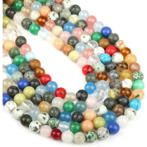 High Quality 4mm 6mm 8mm Random Mixed Color Nature Loose Semi-precious Round Spacer Stone Beads for DIY Fashion Necklace Jewelry