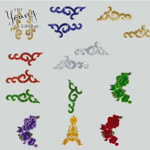 High quality Sequin Embroidery Hot melt adhesiv Applique Iron on Patch Badges DIY Clothing Sewing Accessory supplies C6741-C6756