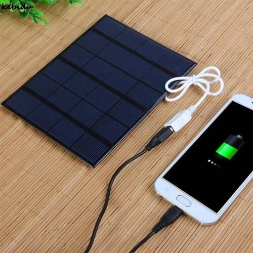 Kebidu USB Solar Panel Charger 5V 3.6W Battery Charger for Power Bank Charging with LED light for Mobile Phone for Travelling