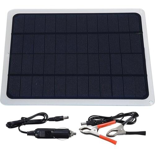 20W Solar Panel Solar Trickle Battery Charger Waterproof Outdoor Charger With Alligator Clip Cigarette Lighter
