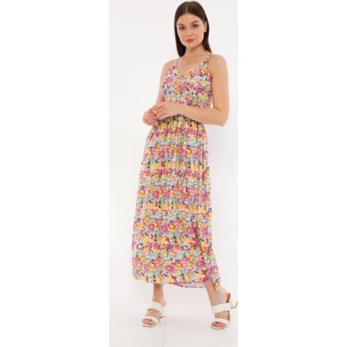 Womens Flower Print Halter Dress Floral Viscose Woven Double Breasted Trend Pink Thin