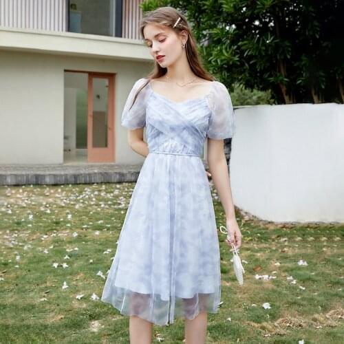 Summer Vintage Dress Women French Style Lace Chiffon Fairy Dress Casual Puff Sleeve Summer Autumn Clothes Designer Dress 2021