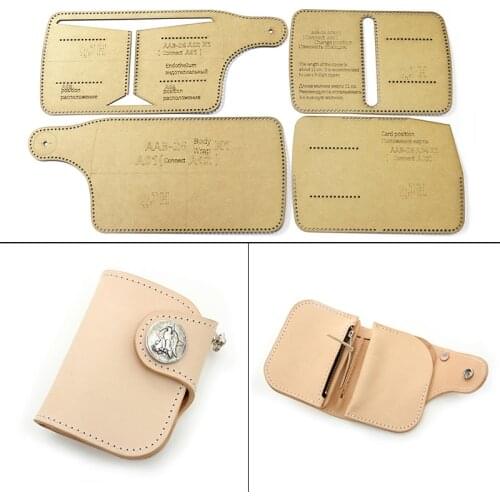 1Set DIY Kraft Paper Template New Fashion Men and Women Short Wallet Leather Craft Pattern DIY Stencil Sewing Pattern 9*12cm