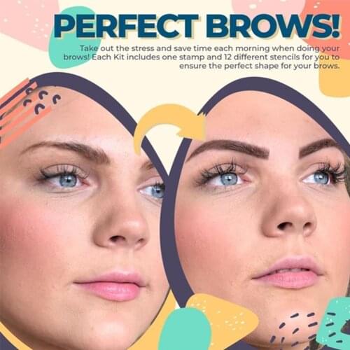 1 Pcs Eyebrow Stamp 6 Kind Eyebrow Stencil Shaping Makeup Kit Waterproof Brow Powder Convenient Exquisite Definer Brow Powder