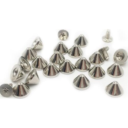 100pcs 9x6mm Flat Cone Alloy Spike Screwback Studs Punk Spike LeatherCraft Rivets DIY
