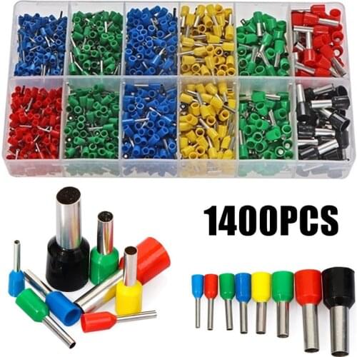1400PCS Insulated Ferrules Terminal Block Cord End Wire Connectors Electrical Crimp Terminals 0.5mm2-10.0mm2