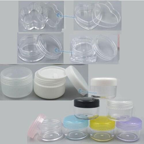 20 pcs / Lot 3g 5g 20g Clear Empty Cosmetic jar Bottles for Eyeshadow Lips Cream Balm Nail Glitter Dust Pots colorful Container