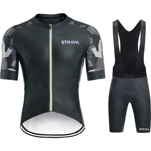 2020 laser cut STRAVA Cycling jersey Team Short Sleeve Maillot fietskleding heren Men Bike Riding Suit Breathable Bike Suit Set