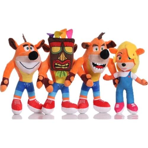 2pcs/set Crash Bandicoot Plush Toys Cartoon Animal Aku Aku Crash Dolls 26cm For Children Toy Gift