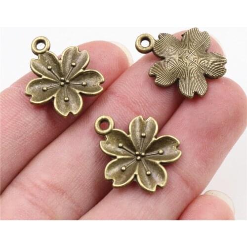 21x17mm 15pcs Antique Bronze Plated Flower Style Handmade Charms Pendant:DIY for bracelet necklace(P4-08)