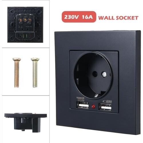 230 V Wall Flush-mounted Socket with Dual 2.1 A USB Charging Ports Home Wall Charger Adapter DE Outlet Electrical Socket