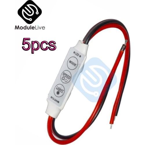 5PCS Mini 3 Keys Dimmer Controller 12V for Single Color 5050 3528 5630 LED Light Strip 3-Key
