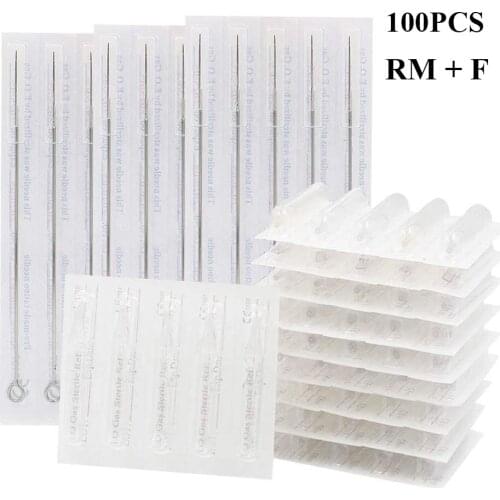 9RS+9RT) Tattoo Needles and Tubes Mixed 100PCS - Professioanl Tattoo Needles 7RS + Disposable Plastic Tattoo Tips 7RT Combo