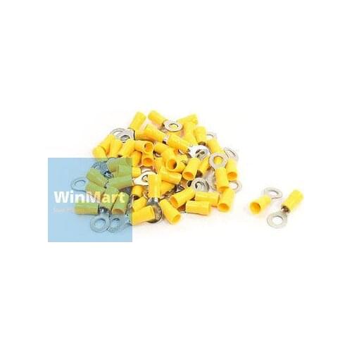 50 Pcs RV5.5-6 Insulated Ring Terminal Cable Lug AWG 12-10 Wire Yellow