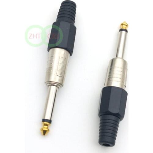 6.35mm Mono Audio Plug Head Gold Plated connector New
