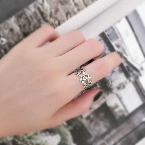 Bohemian Charm Boho Leaf Rings For Women Lover Wedding Bridal Valentines Gifts Men Open Retro Antique Rings 2021