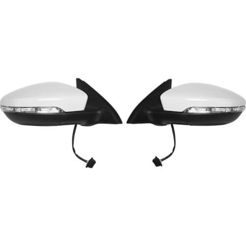Side Rear View Mirror Assembly Power Glass Heated Turn Signal 6 Wires for JETTA 2011 - 2018 5C7857508 White