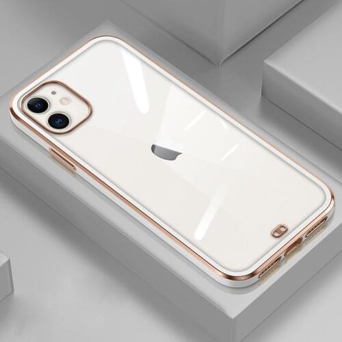 Square Plating Frame Case For iPhone 11 12 Pro XS Max XR X 7 8 Plus SE 2020 The Feel of iPhone 12 Transparent Back Cover