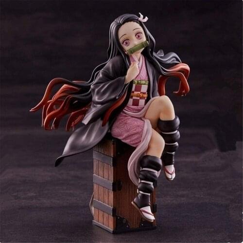 Cartoon Figure Statues Ainme Nezuko Action Figure Model Sitting Model Collection Doll Ornament Decoration Gifts Car Accessories