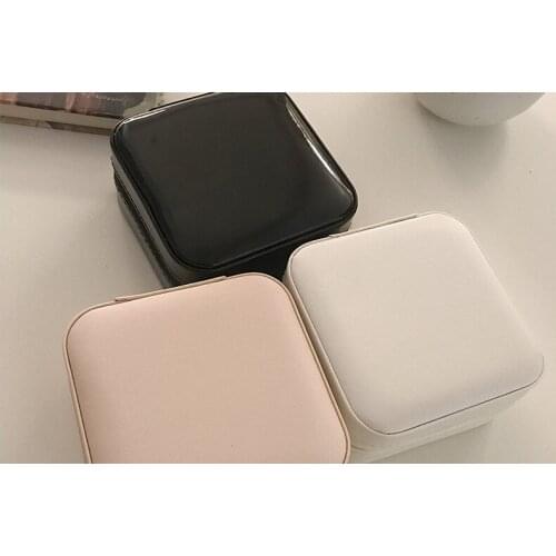 Korean Minimalist Simple Ins Style Portable Earrings Jewelry Ornament Storage Box Small Large Capacity Travel Ornament Bag
