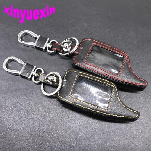 Xinyuexin Leather Car Key Cover Fob Case For Scher-Khan Magicar 5 LCD Remote Key Jacket Car-stying With Keychain No Logo