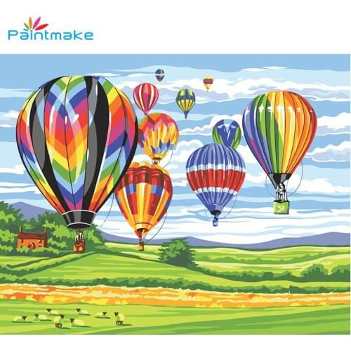 Paintmake Landscape DIY Paint By Numbers Hot Air Balloons Oil Painting On Canvas field For Home decor Art Picture Gifts