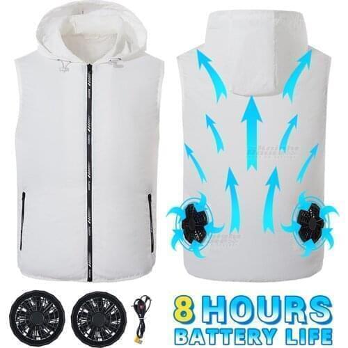 Summer Cooling Fan Jacket Running Vest Hiking Cycling Fishing Camping Windbreaker Air Conditioning Clothing USB Power Supply