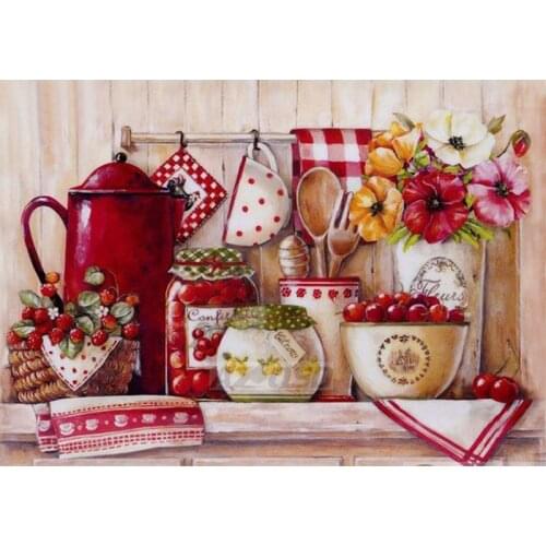 LUOVIZEM DIY 5D Diamond Painting Retro Kitchen Scenery Full Square/Round Drill Mosaic Embroidery Cross Stitch Home Decor Picture