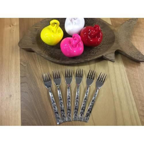 Sweet Fork Ivy Pattern 6 12 pcs 1.5 ML Thick Stainless Steel Fork