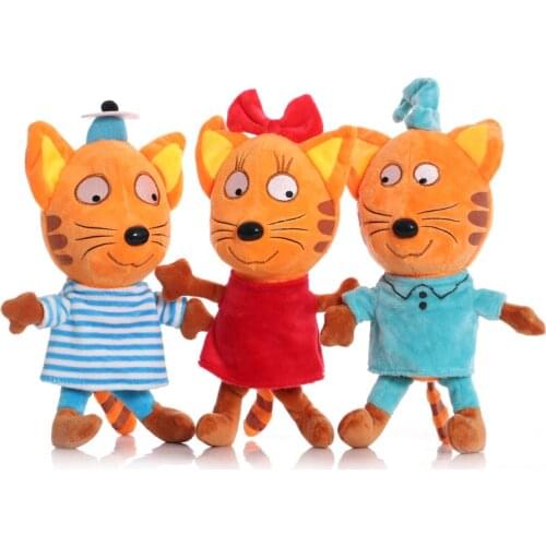 Cute Cat Plush Toy Russian Three Kittens Plush Toys Doll Happy Kittens Cat Plush Stuffed Animals Toys for Kids Children Gift Toy