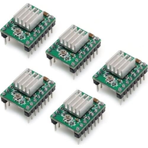 5pcsA4988 Compatible StepStick Stepper Motor Diver Module with Heat Sink for 3D Printer Controller Ramps 1.4 Pack of 5pcs