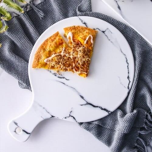 Marbling ceramic breakfast plate bread plate with handle tea tray household rectangular fruit plate pizza tray
