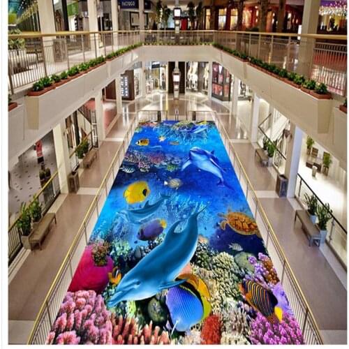 3d wallpaper waterproof Ocean World 3D stereoscopic floor pvc self-adhesive wallpaper floor 3d wallpaper
