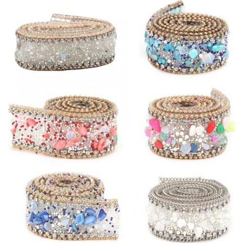 2.5cm DIY Rhinestones Clothing Diamond Mesh Wrap Roll Crystal Rhinestones Chain Trim Ribbon Decoration Nail Art Flatback Decor