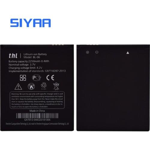 Original SIYAA Battery BL-06 W100 W200 BL08 For THL T6 Pro T6S 2015 2015 A W200 W200S W200C W100 W100S 2015A Phone Bateria
