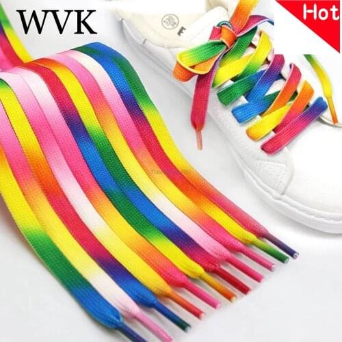 2pcs Rainbow Flat Shoe laces Colorful Gradient Shoelaces for High-top Canvas Sneaker Laces Shoes accessories Shoelace Strings