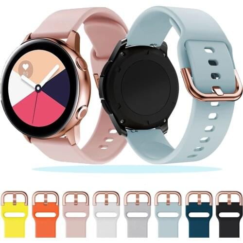 20mm Silicone Watchband For Samsung Galaxy Watch 3 41mm Active2 40/44mm Soft Sports Wrist Straps Amazfit GTR Bip U 42mm Bracelet